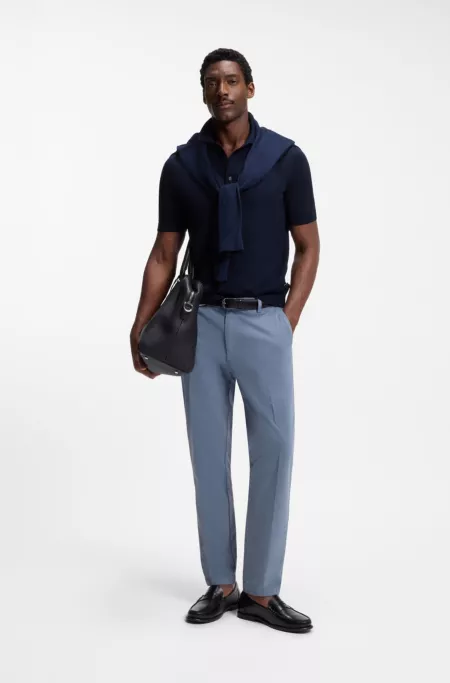 Pantalones modern fit en tejido de gabardina de algodón elástico