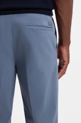 Modern-fit trousers in stretch-cotton gabardine, Blue