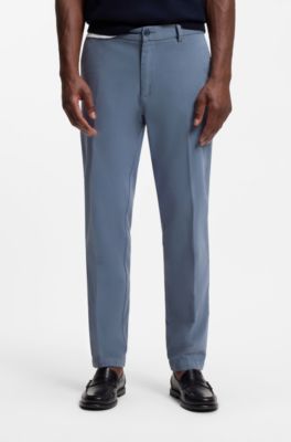 Tapered modern-fit trousers in stretch cotton, Blue