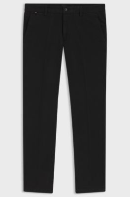 Slim-fit broek van katoenen gabardine met stretch, Zwart