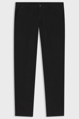 Slim-fit trousers in stretch-cotton gabardine, Black