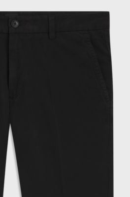 Slim-fit trousers in stretch-cotton gabardine, Black