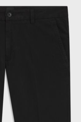 Slim-fit trousers in stretch-cotton gabardine, Black