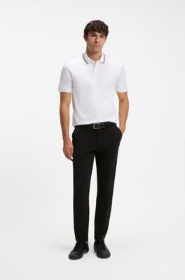 Slim-fit trousers in stretch-cotton gabardine, Black