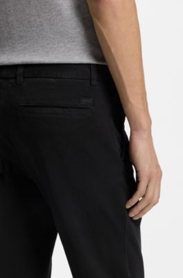 Slim-fit broek van katoenen gabardine met stretch, Zwart