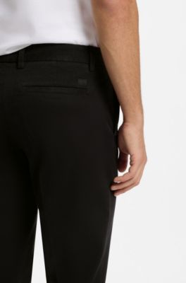 Slim-fit trousers in stretch-cotton gabardine, Black