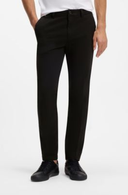 Slim-fit trousers in stretch-cotton gabardine, Black