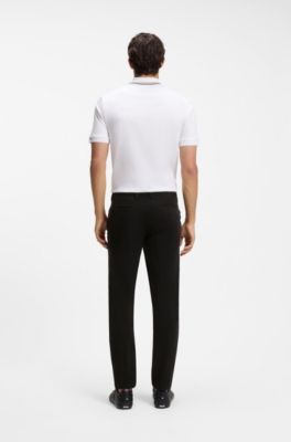 Slim-fit trousers in stretch-cotton gabardine, Black