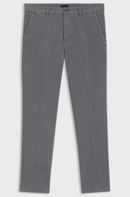 Slim-fit trousers in stretch-cotton gabardine, Dark Grey