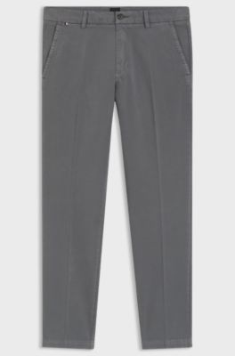 Slim-fit trousers in stretch-cotton gabardine, Dark Grey