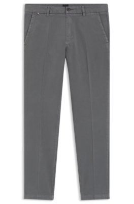 Boss Uomo Grigio Scuro Pantaloni Slim Fit In Gabardine