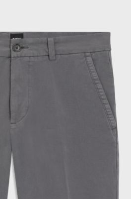 Pantalones slim fit en tejido de gabardina de algod&oacute;n el&aacute;stico, Gris oscuro
