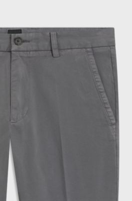 Slim-fit trousers in stretch-cotton gabardine, Dark Grey