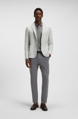 Slim-fit trousers in stretch-cotton gabardine, Dark Grey