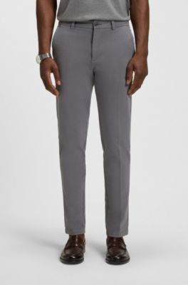 Slim-fit trousers in stretch-cotton gabardine, Dark Grey
