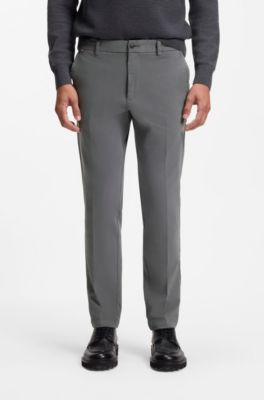 Slim-fit trousers in stretch-cotton gabardine, Dark Grey
