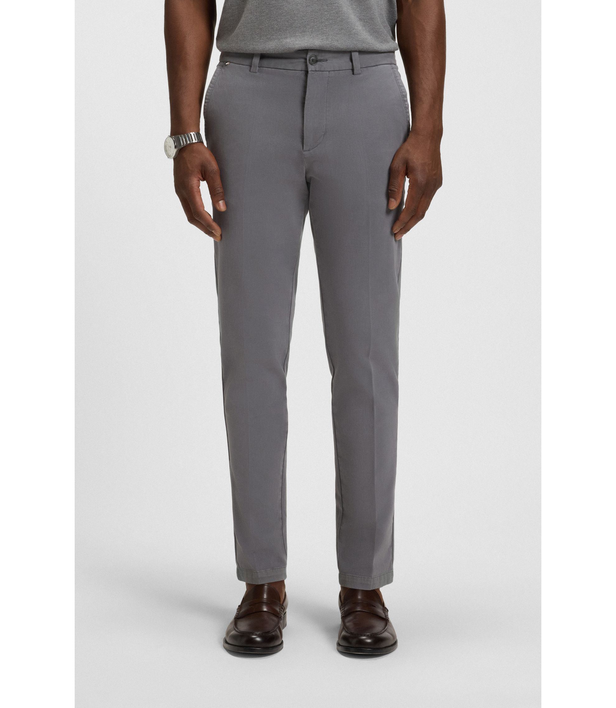 Slim-Fit Hose aus elastischer Baumwoll-Gabardine