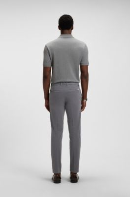 Slim-fit trousers in stretch-cotton gabardine, Dark Grey