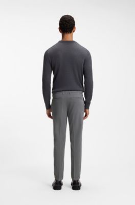Slim-fit trousers in stretch-cotton gabardine, Dark Grey