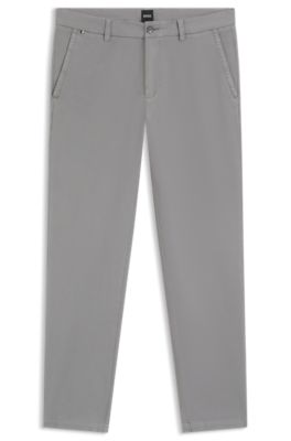 Slim-fit trousers in stretch-cotton gabardine, Light Grey