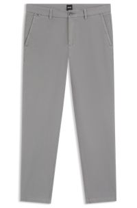 Slim-fit trousers in stretch-cotton twill, Light Grey