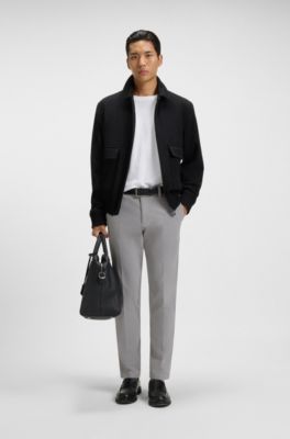 Pantaloni slim fit in gabardine di cotone elasticizzato, Grigio chiaro