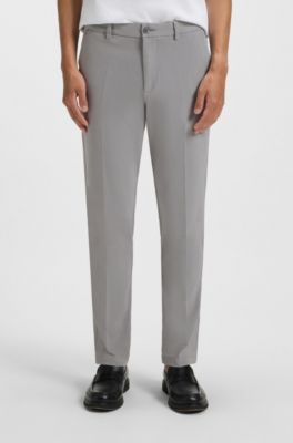 Pantaloni slim fit in gabardine di cotone elasticizzato, Grigio chiaro