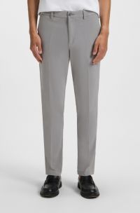 Slim-fit trousers in stretch-cotton twill, Light Grey