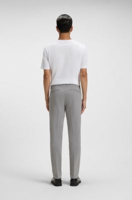 Pantaloni slim fit in gabardine di cotone elasticizzato, Grigio chiaro