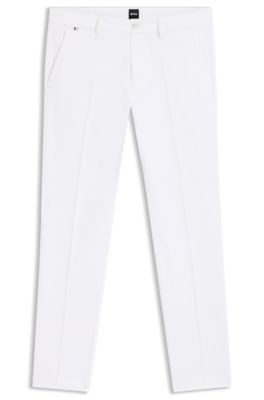 Slim-fit trousers in stretch-cotton gabardine, White