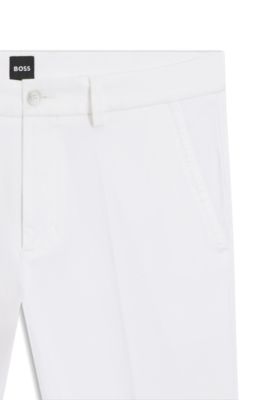 Slim-fit trousers in stretch-cotton gabardine, White
