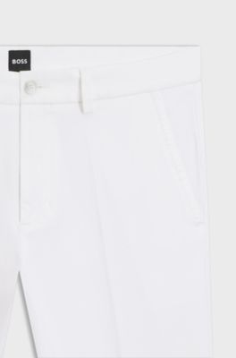 Slim-fit trousers in stretch-cotton gabardine, White