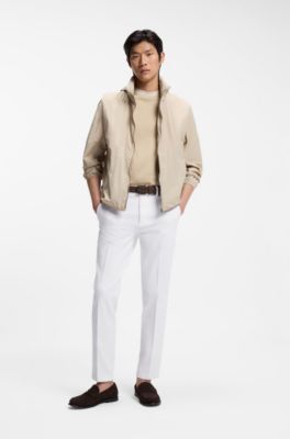 Slim-fit trousers in stretch-cotton gabardine, White
