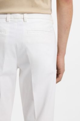 Slim-fit trousers in stretch-cotton gabardine, White