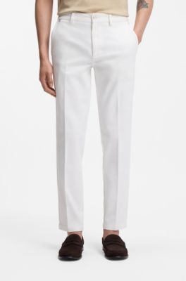 Slim-fit trousers in stretch-cotton gabardine, White