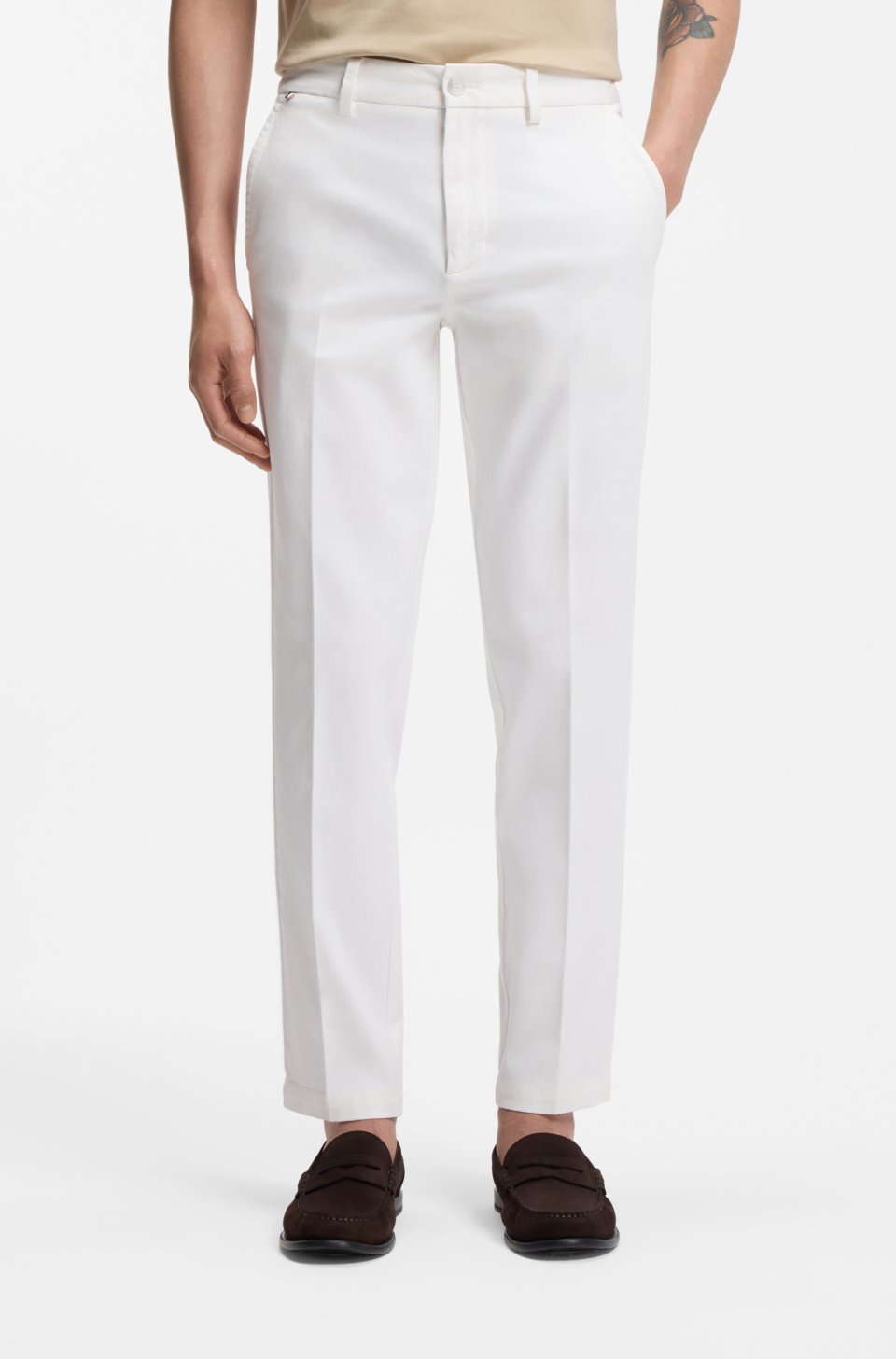 Slim-fit gabardine trousers