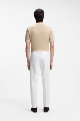 Pantalon Slim Fit en gabardine de coton stretch, Blanc