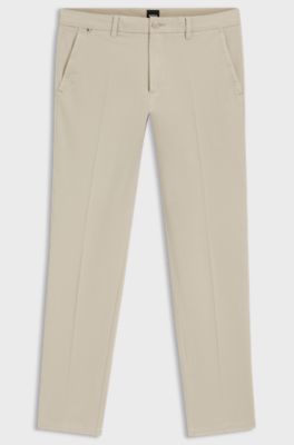 Slim-fit trousers in stretch-cotton gabardine, Light Beige