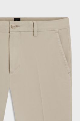 Slim-fit trousers in stretch-cotton gabardine, Light Beige
