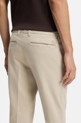 Slim-fit trousers in stretch-cotton gabardine, Light Beige