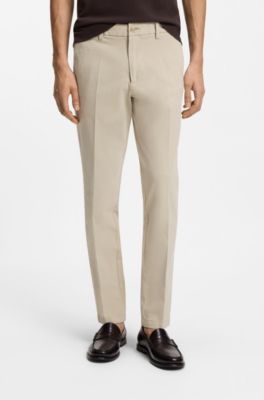 Pantaloni slim fit in gabardine di cotone elasticizzato, Beige chiaro