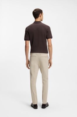 Slim-fit trousers in stretch-cotton gabardine, Light Beige