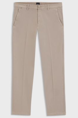 Slim-fit trousers in stretch-cotton gabardine, Light Beige