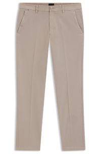 Slim-fit trousers in stretch-cotton twill, Light Beige