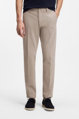 Slim-fit broek van katoenen gabardine met stretch, Lichtbeige