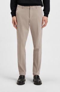 Slim-fit trousers in stretch-cotton twill, Light Beige