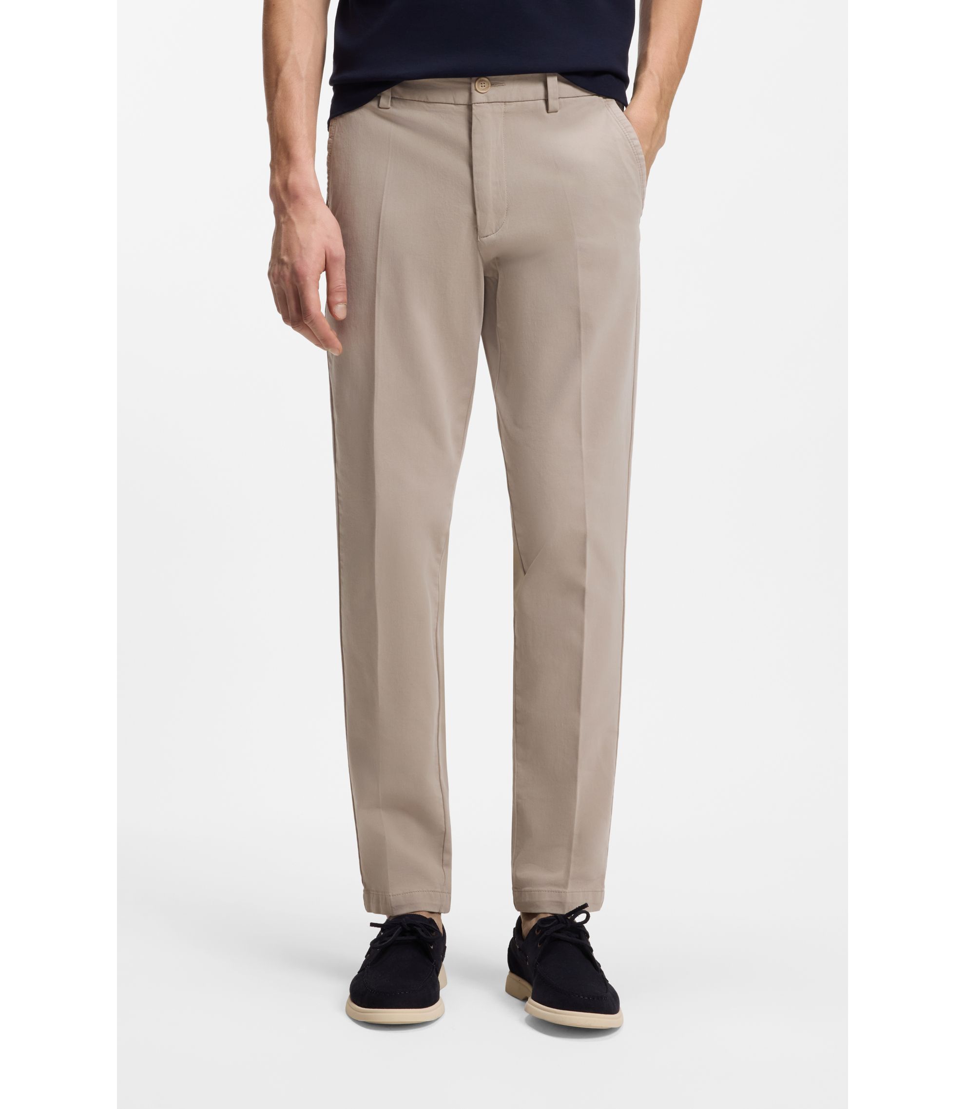 Slim-Fit Hose aus elastischer Baumwoll-Gabardine