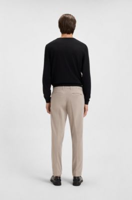 Slim-fit trousers in stretch-cotton gabardine, Light Beige