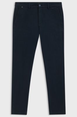 Slim-fit trousers in stretch-cotton gabardine, Dark Blue