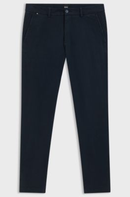 Pantaloni slim fit in gabardine di cotone elasticizzato, Blu scuro